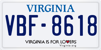 VA license plate VBF8618