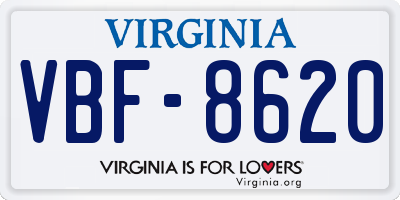 VA license plate VBF8620