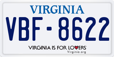 VA license plate VBF8622