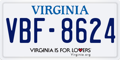VA license plate VBF8624