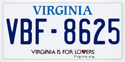VA license plate VBF8625