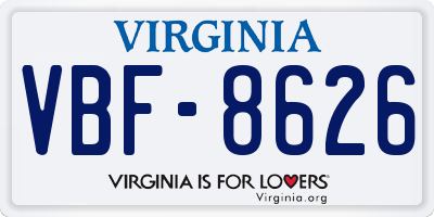 VA license plate VBF8626