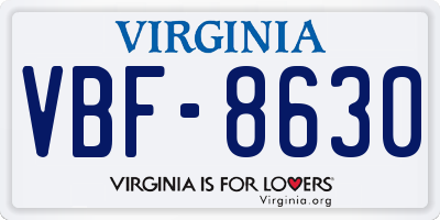 VA license plate VBF8630