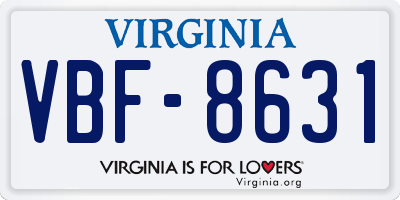 VA license plate VBF8631