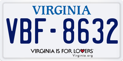 VA license plate VBF8632