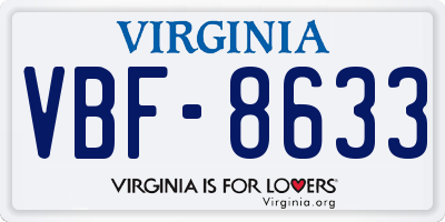 VA license plate VBF8633