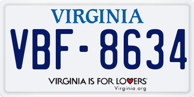 VA license plate VBF8634