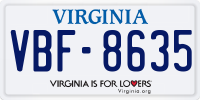 VA license plate VBF8635