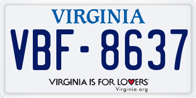 VA license plate VBF8637