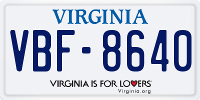VA license plate VBF8640
