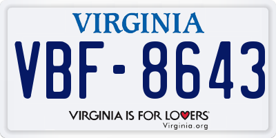VA license plate VBF8643