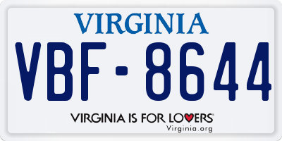VA license plate VBF8644