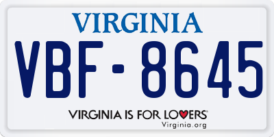 VA license plate VBF8645
