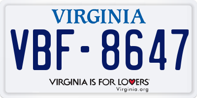 VA license plate VBF8647