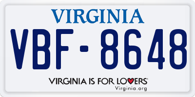 VA license plate VBF8648