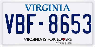 VA license plate VBF8653