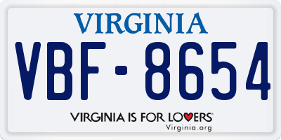 VA license plate VBF8654