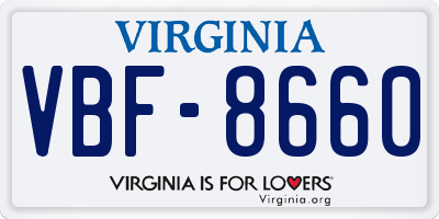 VA license plate VBF8660