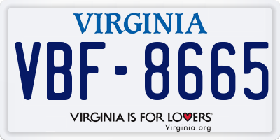 VA license plate VBF8665