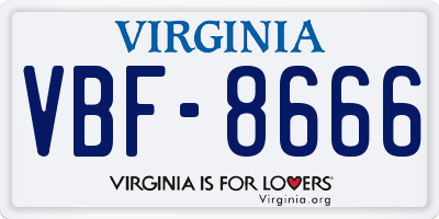 VA license plate VBF8666