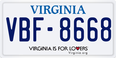 VA license plate VBF8668