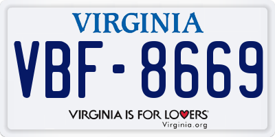 VA license plate VBF8669