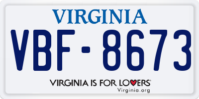 VA license plate VBF8673