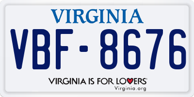 VA license plate VBF8676