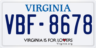 VA license plate VBF8678
