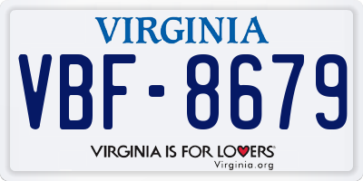 VA license plate VBF8679