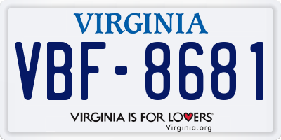VA license plate VBF8681