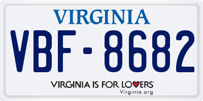 VA license plate VBF8682