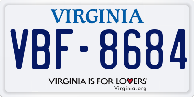 VA license plate VBF8684