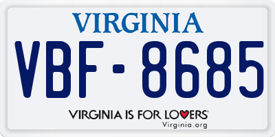 VA license plate VBF8685