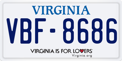 VA license plate VBF8686