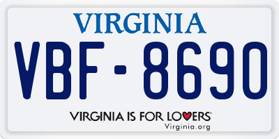 VA license plate VBF8690
