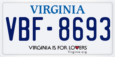 VA license plate VBF8693