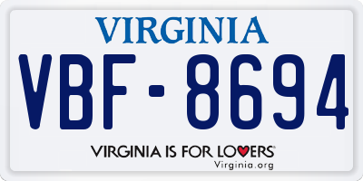 VA license plate VBF8694