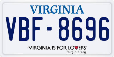 VA license plate VBF8696