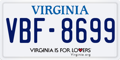 VA license plate VBF8699