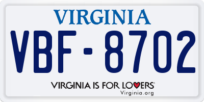 VA license plate VBF8702