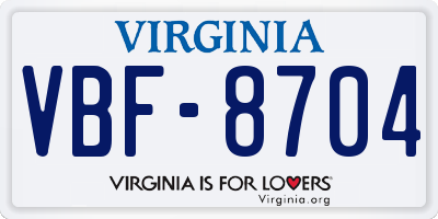 VA license plate VBF8704