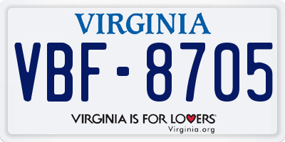 VA license plate VBF8705