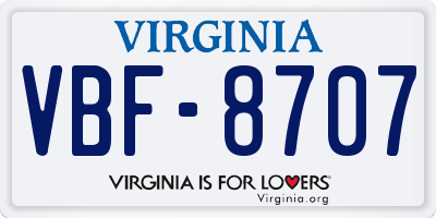 VA license plate VBF8707