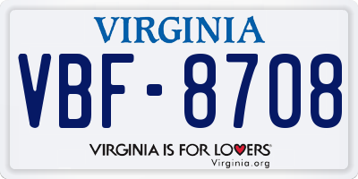 VA license plate VBF8708