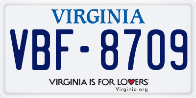 VA license plate VBF8709