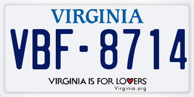 VA license plate VBF8714