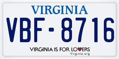 VA license plate VBF8716