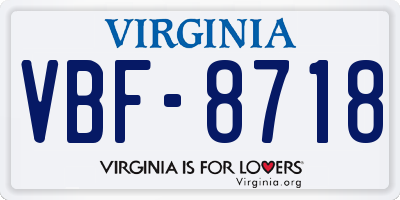 VA license plate VBF8718