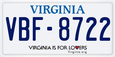 VA license plate VBF8722